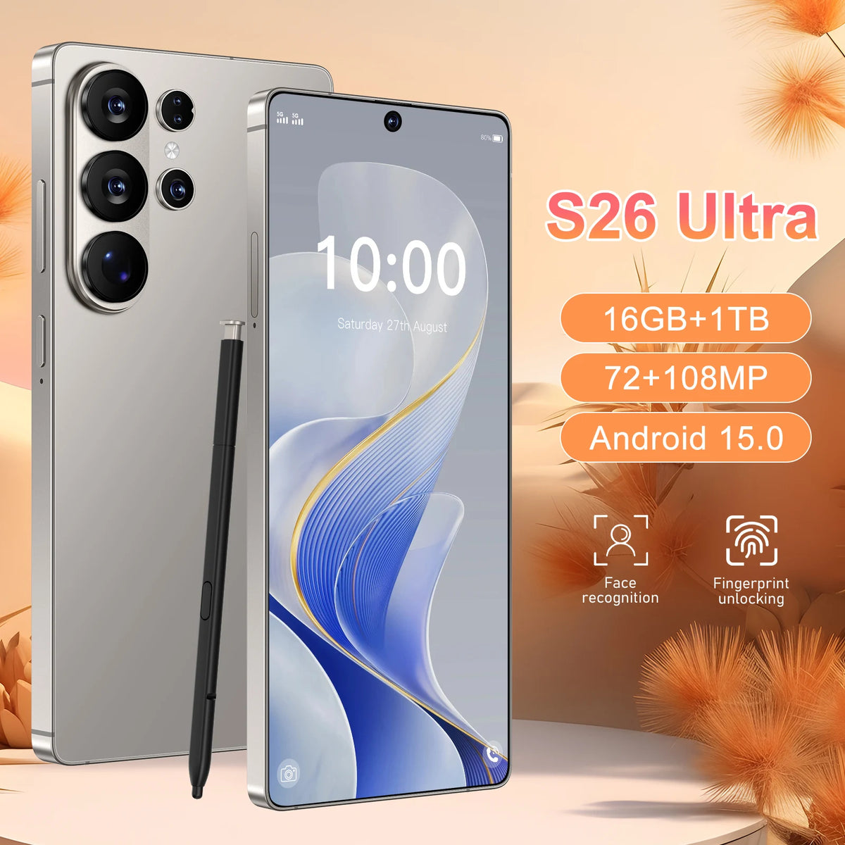 Original 2026 S26 S25 Ultra 5G Smartphone Waterproof 5G Global Mobile Phone with Ultimate Performance and Storage Capacity