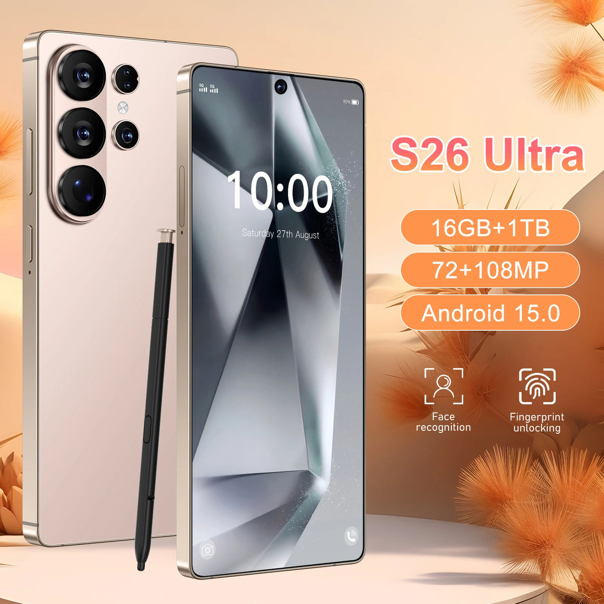 Original 2026 S26 S25 Ultra 5G Smartphone Waterproof 5G Global Mobile Phone with Ultimate Performance and Storage Capacity