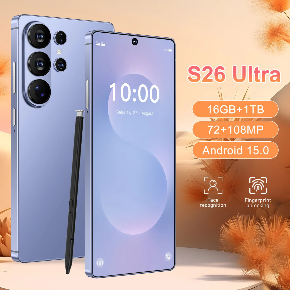 Original 2026 S26 S25 Ultra 5G Smartphone Waterproof 5G Global Mobile Phone with Ultimate Performance and Storage Capacity